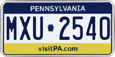 PA license plate MXU2540