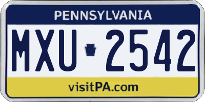 PA license plate MXU2542