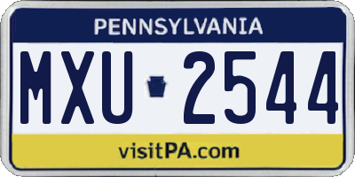 PA license plate MXU2544