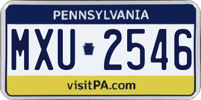 PA license plate MXU2546