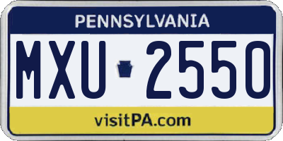 PA license plate MXU2550