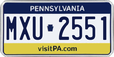 PA license plate MXU2551