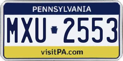 PA license plate MXU2553