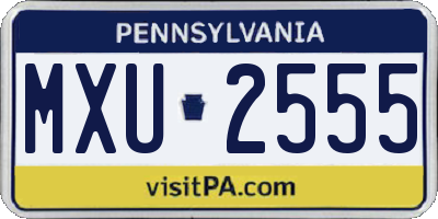 PA license plate MXU2555