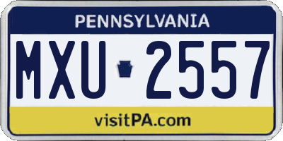 PA license plate MXU2557