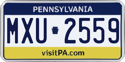 PA license plate MXU2559