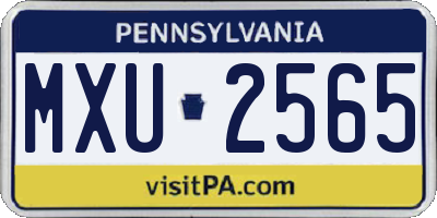 PA license plate MXU2565
