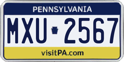 PA license plate MXU2567