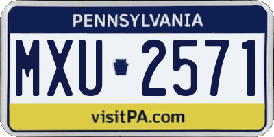 PA license plate MXU2571