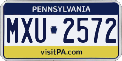 PA license plate MXU2572