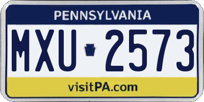 PA license plate MXU2573