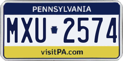 PA license plate MXU2574