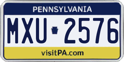 PA license plate MXU2576