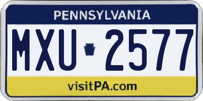 PA license plate MXU2577