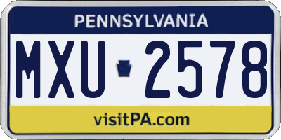 PA license plate MXU2578
