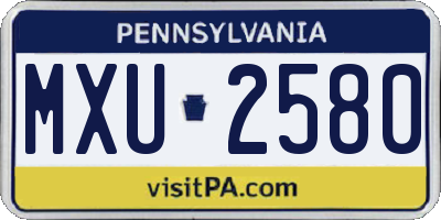 PA license plate MXU2580