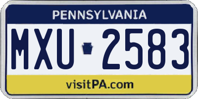 PA license plate MXU2583