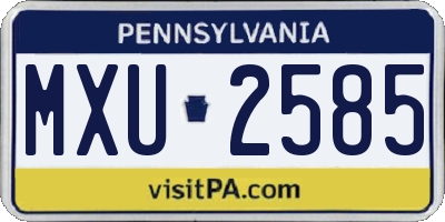 PA license plate MXU2585