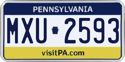PA license plate MXU2593