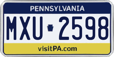 PA license plate MXU2598