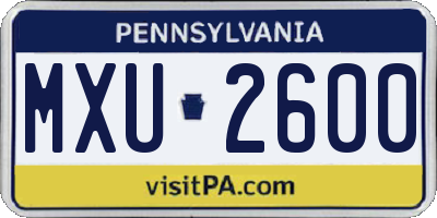 PA license plate MXU2600