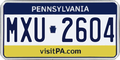 PA license plate MXU2604