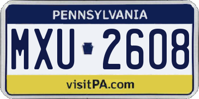 PA license plate MXU2608