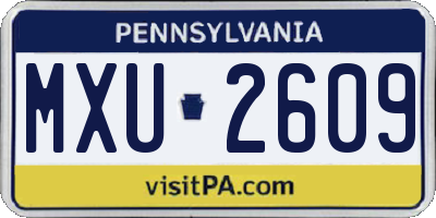 PA license plate MXU2609