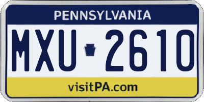 PA license plate MXU2610