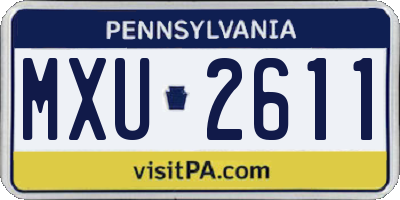 PA license plate MXU2611