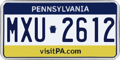 PA license plate MXU2612
