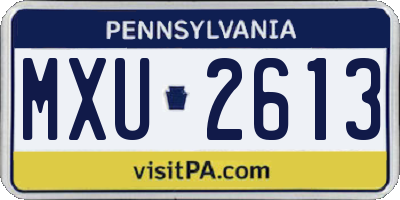PA license plate MXU2613
