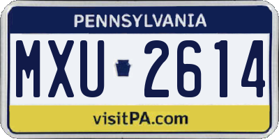 PA license plate MXU2614