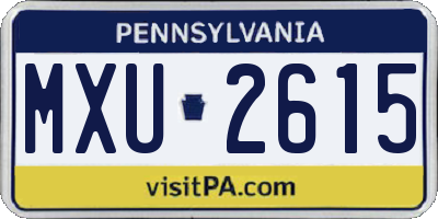 PA license plate MXU2615