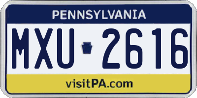PA license plate MXU2616
