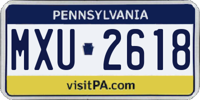 PA license plate MXU2618