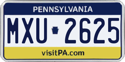PA license plate MXU2625