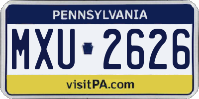 PA license plate MXU2626