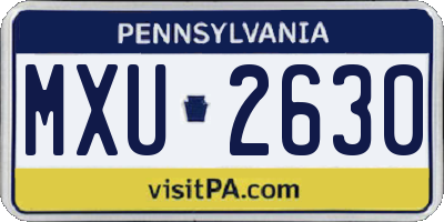 PA license plate MXU2630