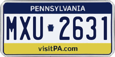 PA license plate MXU2631