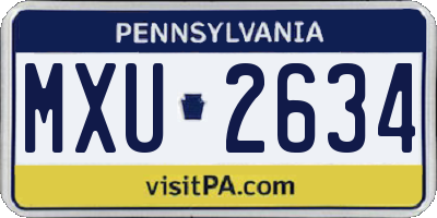 PA license plate MXU2634