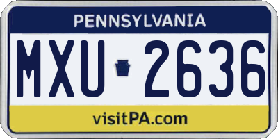 PA license plate MXU2636