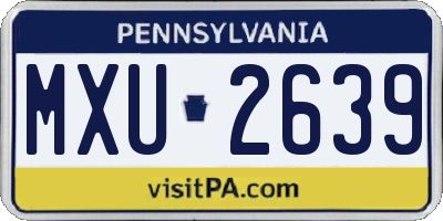 PA license plate MXU2639