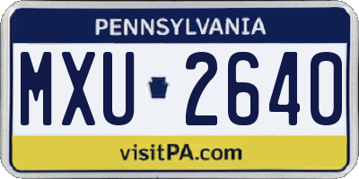 PA license plate MXU2640