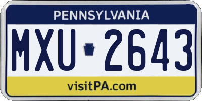 PA license plate MXU2643