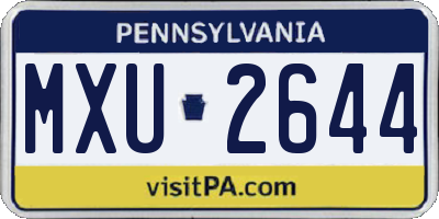 PA license plate MXU2644