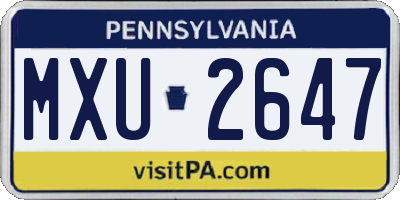 PA license plate MXU2647