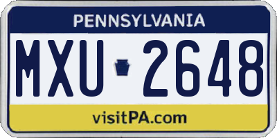 PA license plate MXU2648