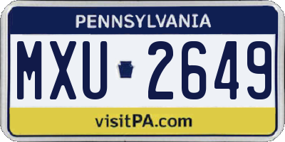 PA license plate MXU2649