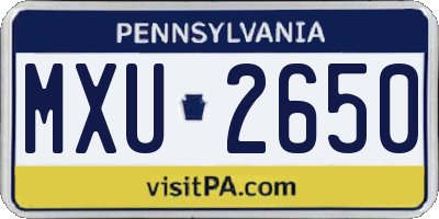 PA license plate MXU2650